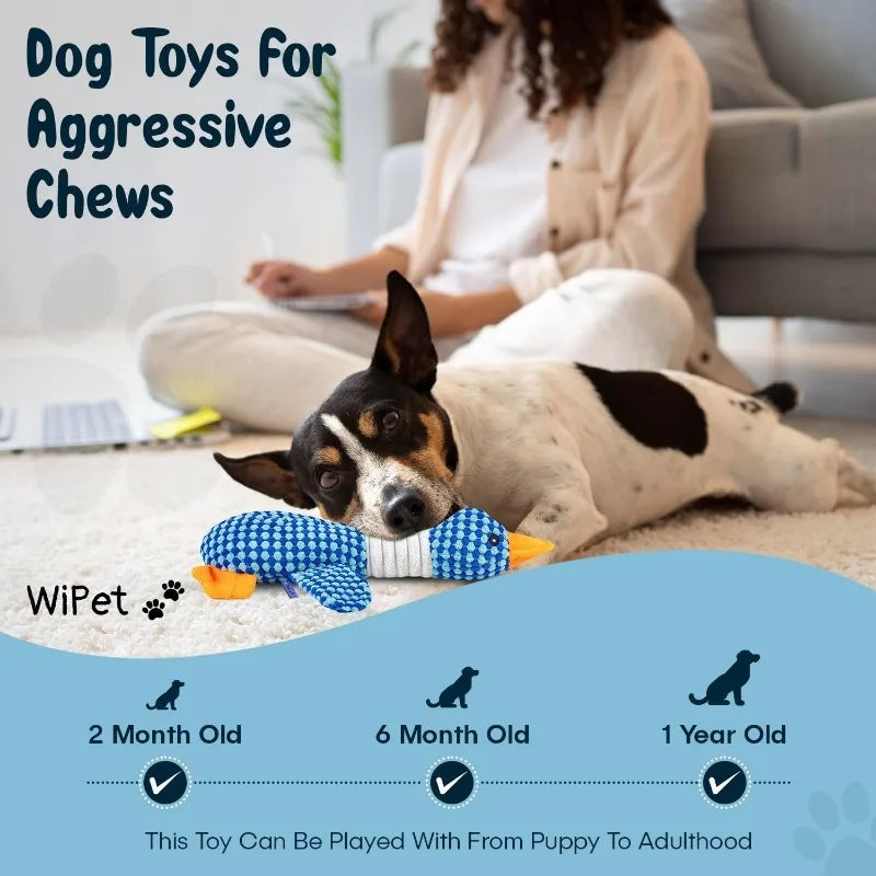 Duck Dog Toys for Aggressive Chewers-Squeak Toy-Dogs Interactive Plush Duck-Dog Toys