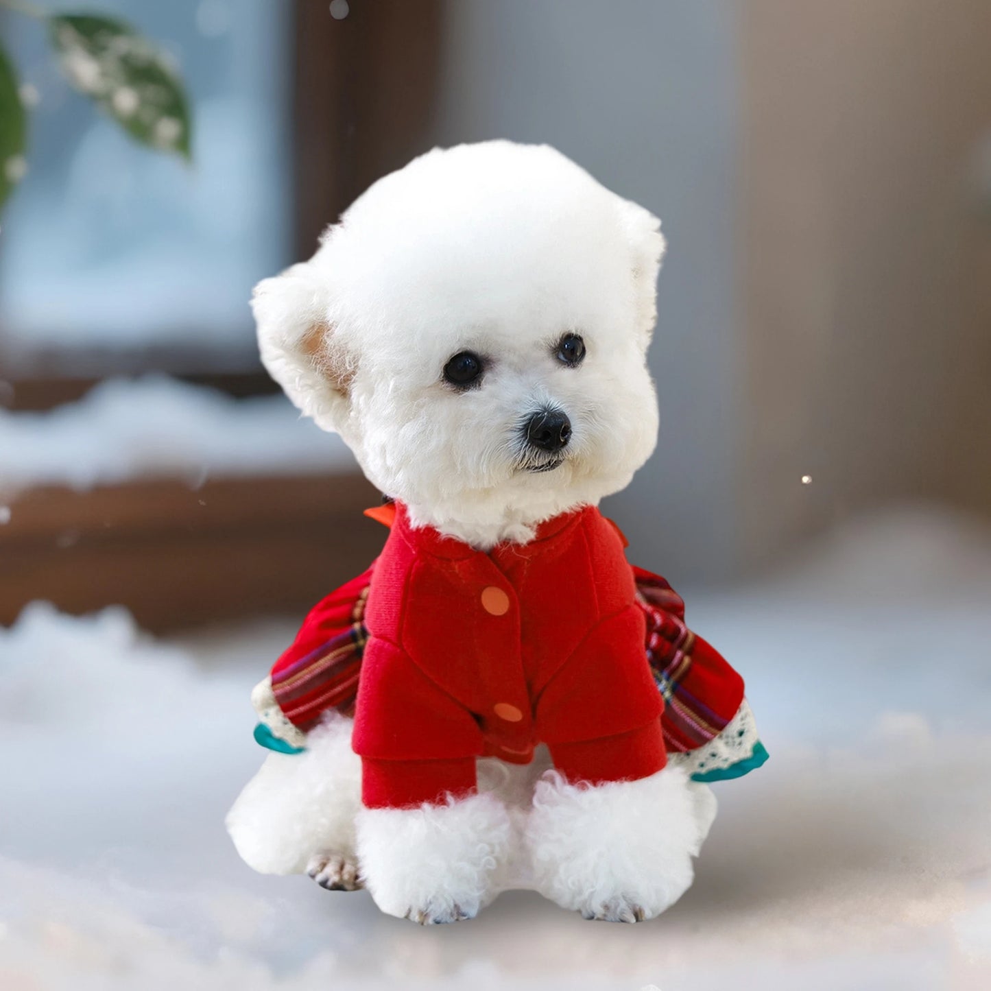 Cute Christmas Dog Dress with Santa Hat/ Jingle Bell Collar- Festive Pet Holiday Outfit for Small Dogs-Costumes/Apparel