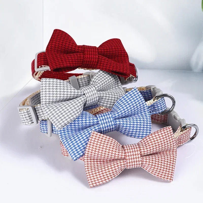 Plaid Bow Tie Collar- Adjustable Neck Collar For Small Dogs -Costume/Apparel
