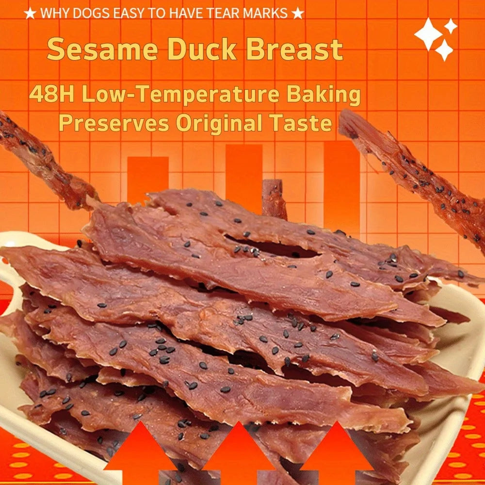 7.05oz/14.11oz(200g/400g) Sesame Duck Jerkey- Natural Ingredients-Healthy-Easily Digestible-Pet Bowl/Feeding