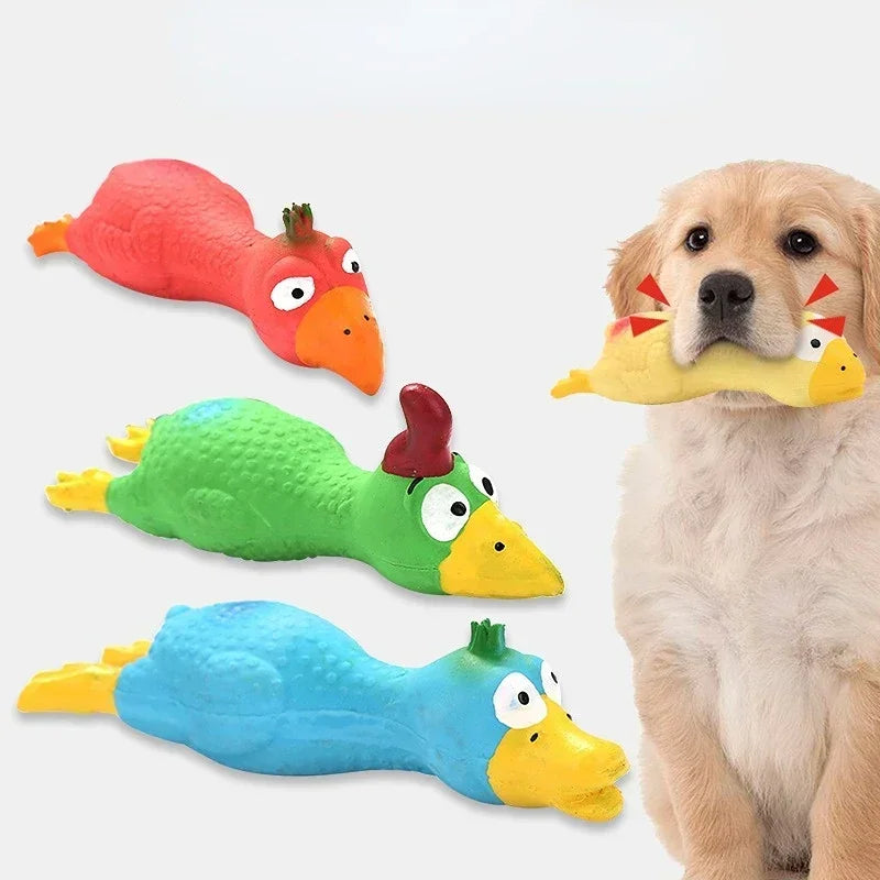 Cute Latex Chicken Shape Pet Squeak Toys- Chew Sounds- Toys Simulation Screaming Chicken Squeaker-Dog Toys