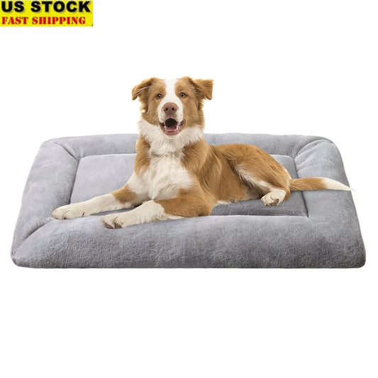 Plush Washable Dog Bed Ultra Soft Dog Crate Pad- Anti-Slip Pet Sleeping Bed- Small Medium Large- 36" x 23"