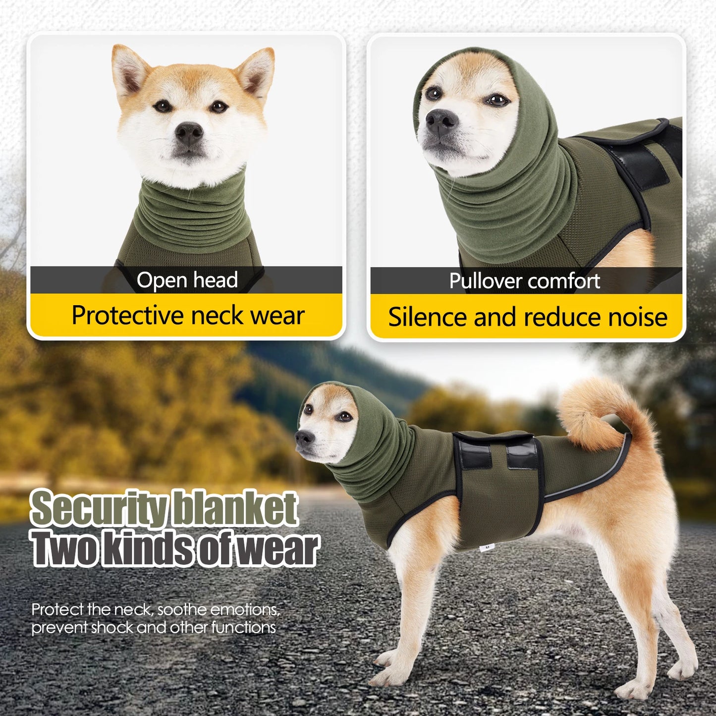Dog Anxiety Vest and Coat-Keep- Calming Jacket for Thunder, Fireworks- Anti- Anxiety Vest- Body and Ears-Sizes XS-3XL-Costumes/Apparel