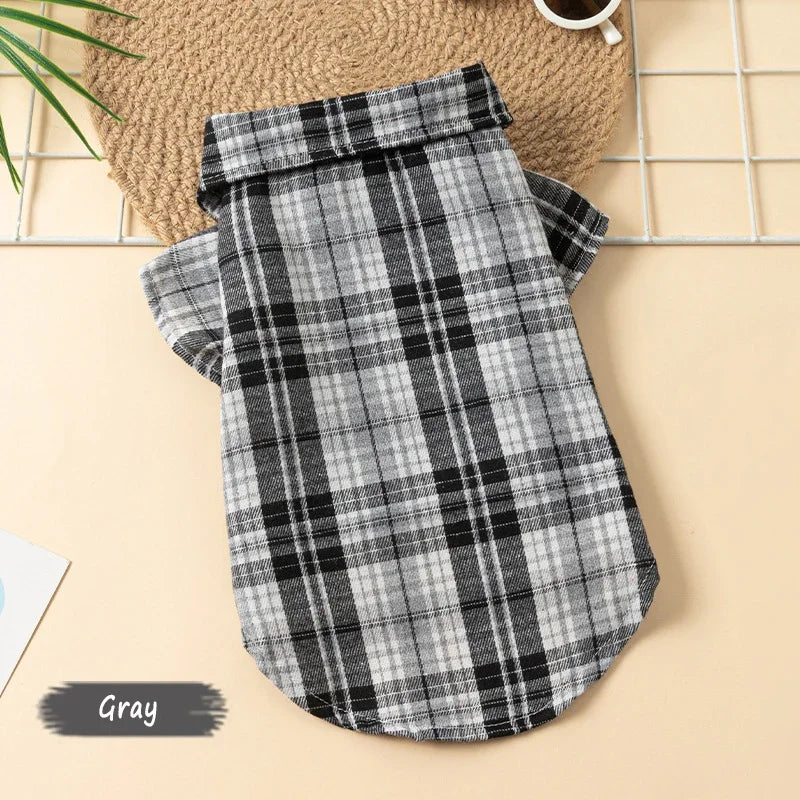 Plaid Pet Polo Shirt - Soft All-Season Holiday Outfit for Small Dogs-8 Colors-Costumes/Apparel