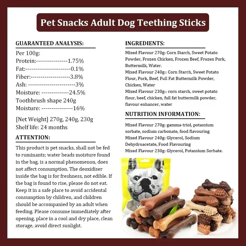 New Dog Bruxism Stick Toothbrush- Bone Shape -Fresh Natural Nutrition- Healthy -Adult Dogs Puppy Training Rewards-Snacks