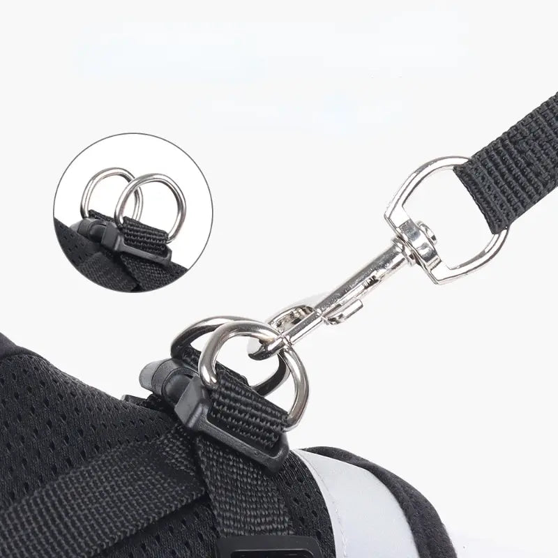 Black Undershirt Harnesses/Leash- Mesh- Breathable- Adjustable- Easy Control- Reflective- Sizes XS to XL-Collars/Leashes
