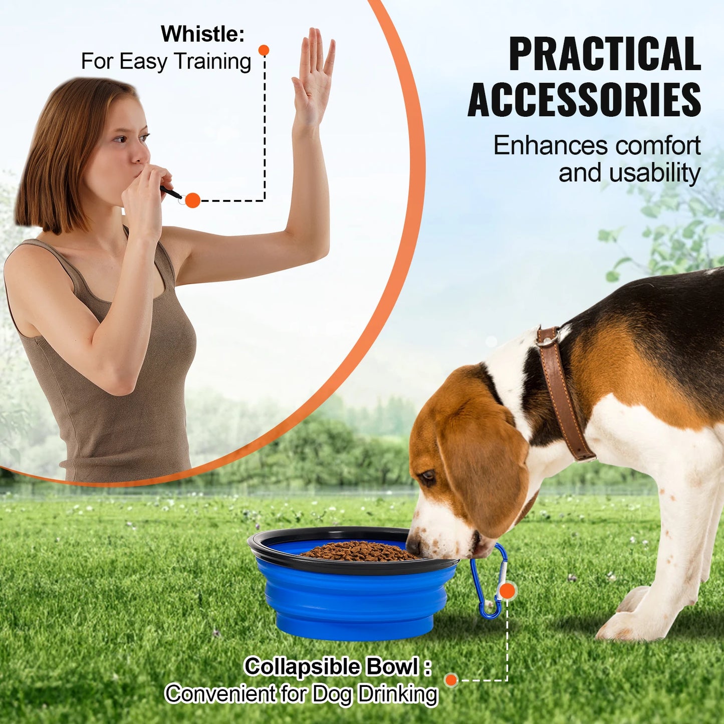 VEVOR Dog Agility Training Equipment 4 PCS Set with Adjustable High Hurdles 6 Weave PolesJump Ring Square Pause Box Whistle