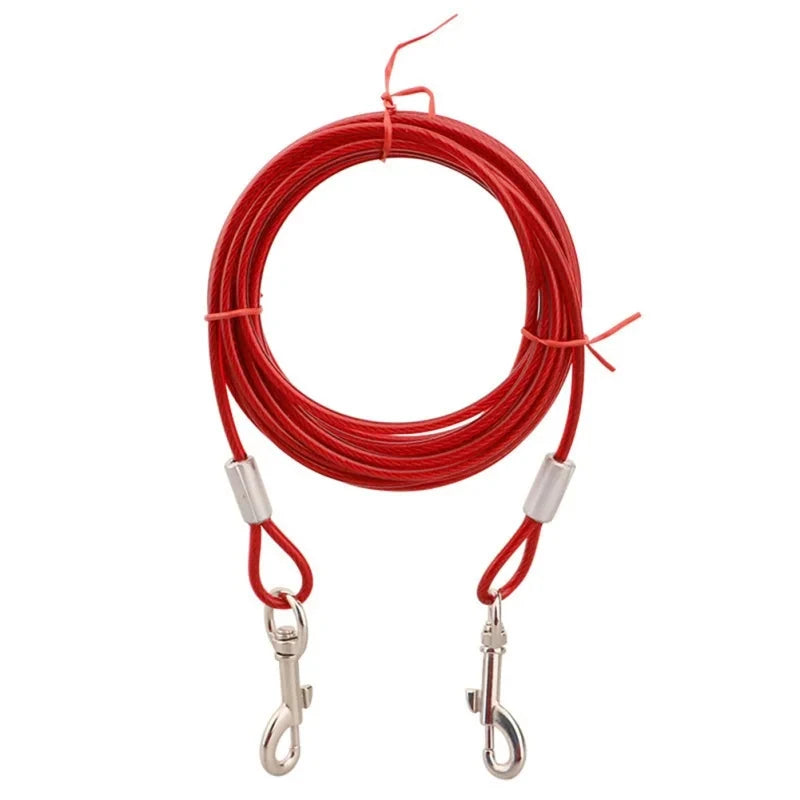 High Quality 5mm*3m Lengthen Steel Wire Dogs Chain Rope-Durable Double-end Dogs Leash- Cable Dual Heads Metal Hooks-Collars/Leashes