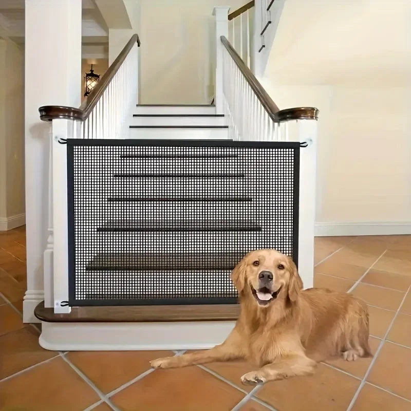 Heavy Duty Dog Barrier Fence with Hooks- Insulated Net- Foldable- Breathable Mesh-pet Security Gate for Indoor-Pet Stairs