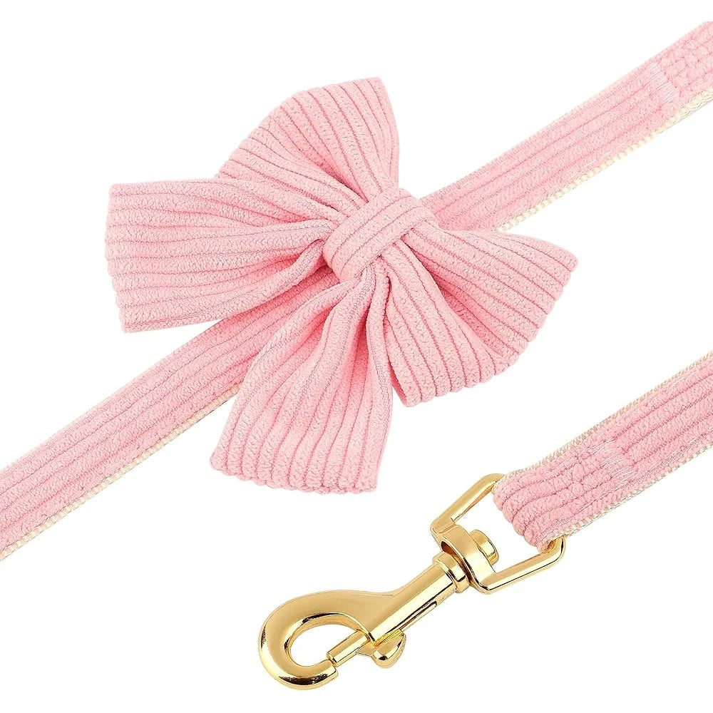 Cute Adjustable Dog Vest Harness Collar Leash Set- Soft Mesh Breathable Comfort Bowtie - size S