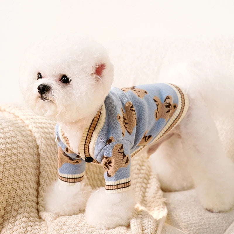 Dog Cardigan Bear- Pattern Sweater for Small/Medium Dogs- Puppy Chihuahua Yorkies-Costumes/Apparel