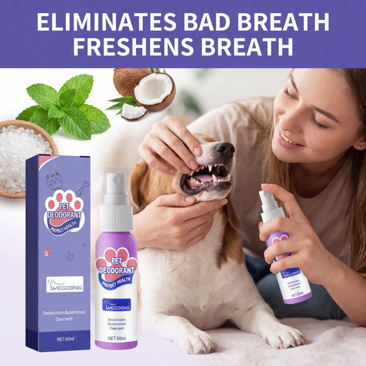 Pet Deodorant Breath Spray-1pc Pet Bad Breath Eliminating Spray-Natural Ingredients Like Menthol Coconut Extract- Decompose Tooth Dirt Freshen Breath- Easy To Use-Pet Grooming