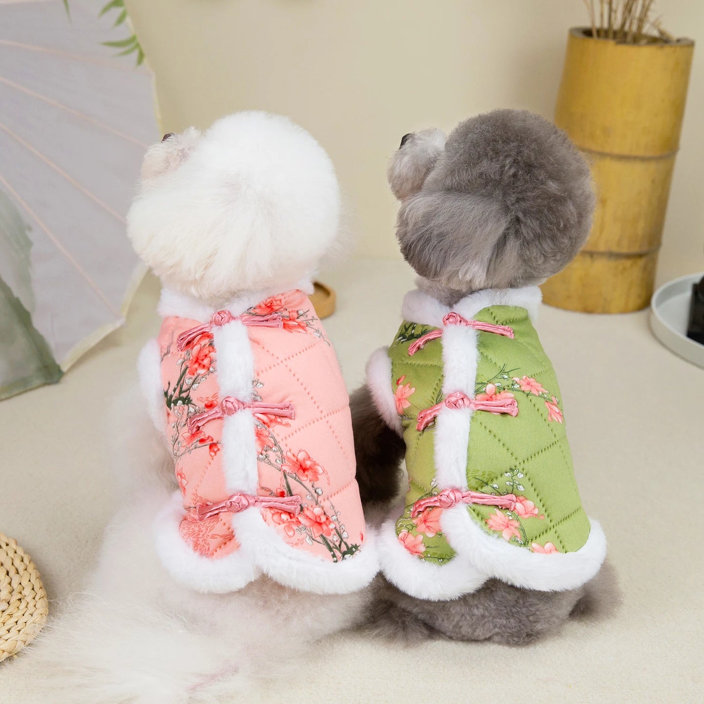 New Year Chinese Style Dog Tang Suit-  Warm Pet Vest Clothes- Festival Small Dogs Winter Jacket - Costume/Apparel
