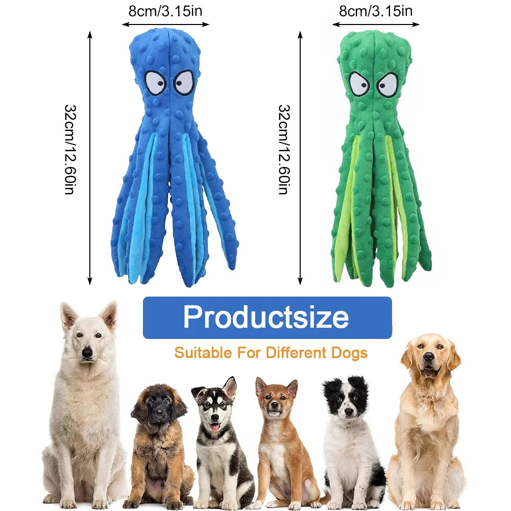 2 Pcs Octopus Dog Toy- No Stuffing Squeaky Plush Toy- Bite Resistant- Interactive Chew Toy for Small Medium Dogs-Dog Toys