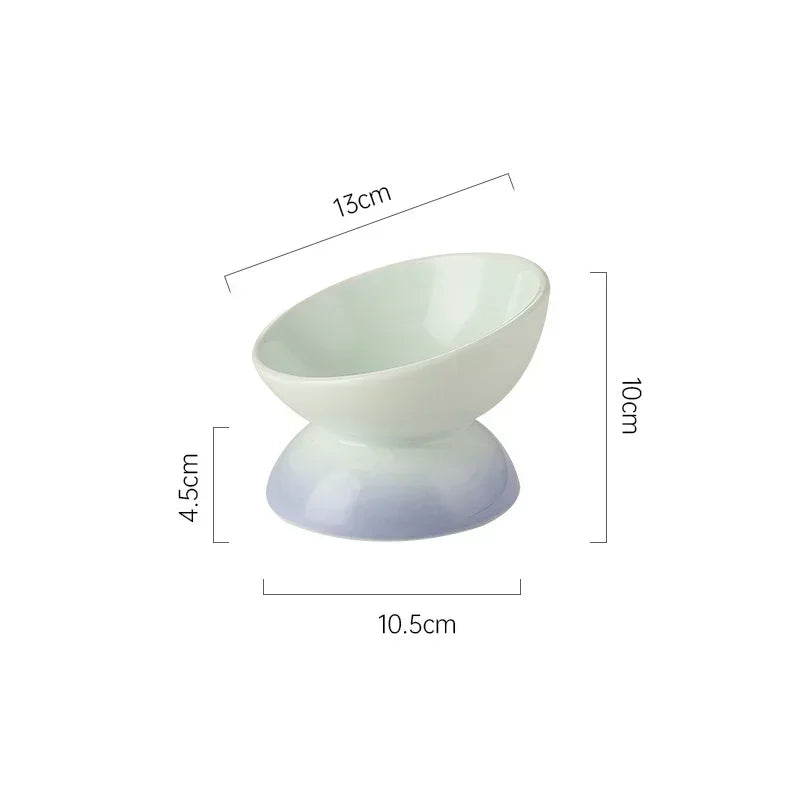 Tilted  Puppy Food  Feeders- Gradient Ceramic- Raised Eating Pet Dogs Drinking or Feeding- Small