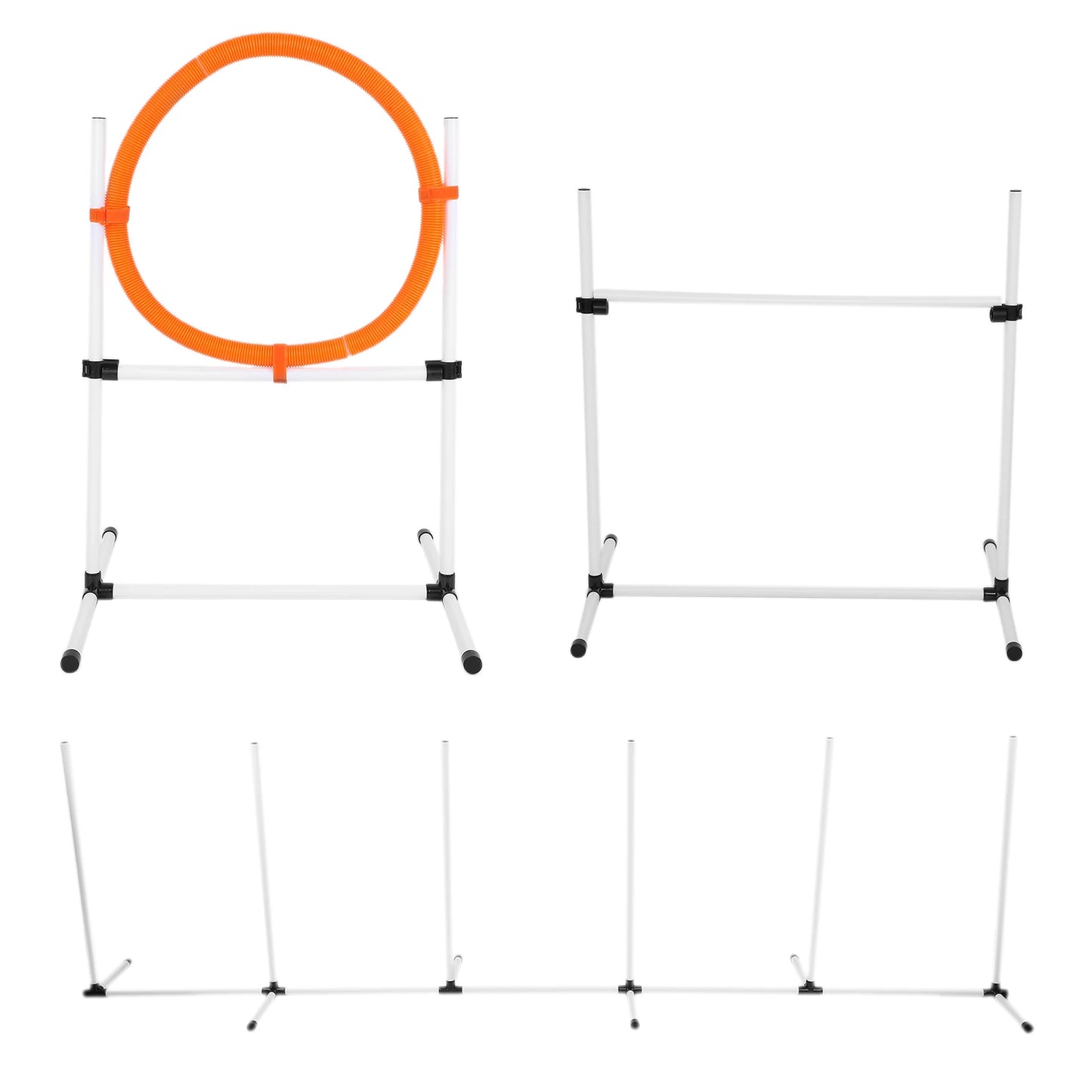 Dog Jumps Set -Agility Training Equipment- Adjustable Bar Jump- Hurdle- Hoop- Pole Obstacle Course