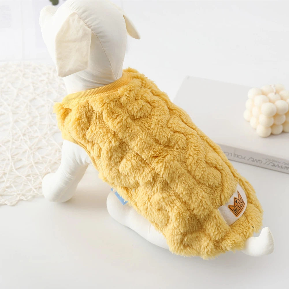 Cute Cuddly Solid Wavy Double-sided Warm Sweater -Autumn Winter -Fleece Pullover Pet Clothes for Small Medium Dogs