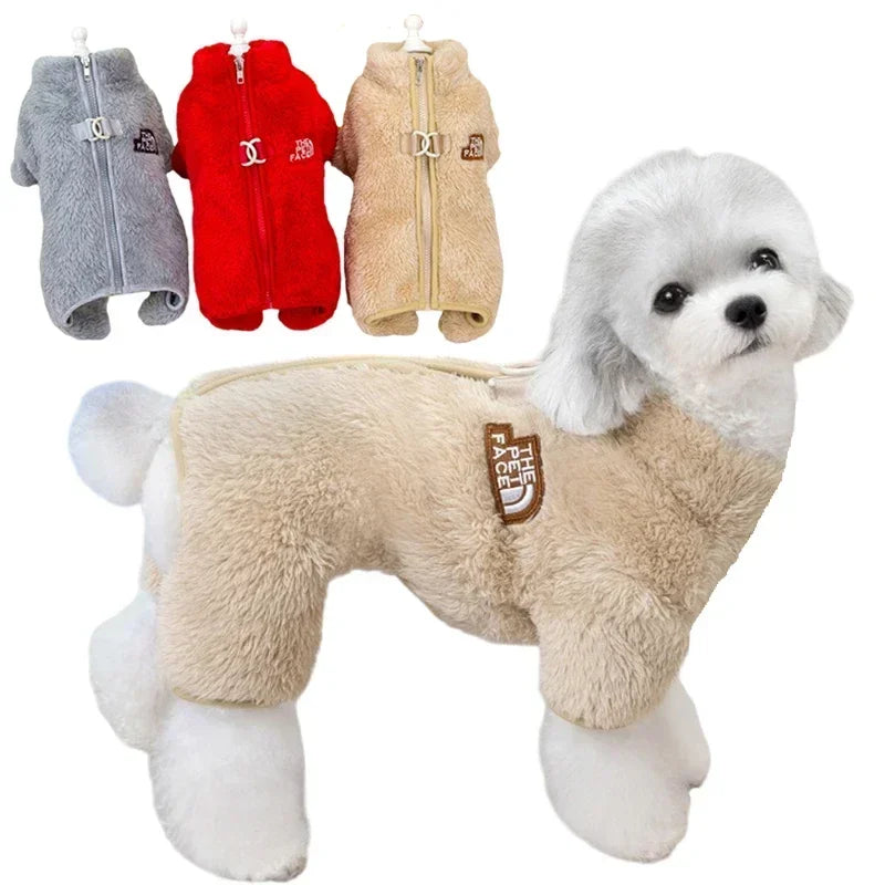 Winter Warm Soft Fleece Overalls - Zippered Coat -NEW Jumpsuit Pet Jacket- Small Onesies
