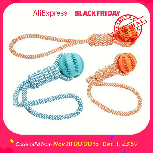 Durable Braided Rope Pet Chew Toy Ball - Dental Cleaning & Treat Dispenser- Fetch & Tug Play for Small/Medium Dogs-Dog Toys