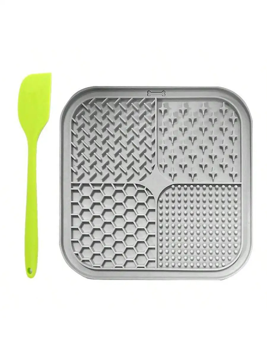 1pc Silicone Pet Slow Food Bowl Mat-For Dogs or Cats- Anti-Choking- Licking Pad With Suction Cup Design-Pet Bowls/Feeding