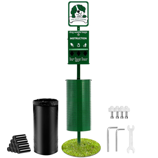 SucceBuy Dog Waste Station with Hand Wash Bottle Commercial Dog Poop Station- Bag Dispenser- Dog Waste Disposal System for Outdoor-Pet Accessories