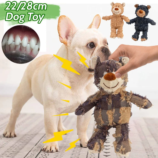 Squeaky Plush Bear Toy -Indestructible Dog Toys- Interactive Plush Dog Toys for Small Medium Large Dogs