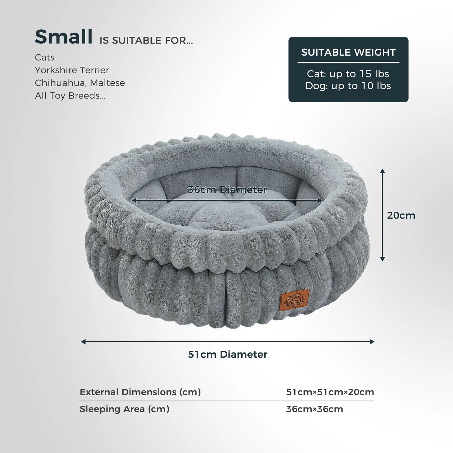 Cozy Dog Bed for Medium Dogs- Indoor- Washable Round Pet Bed House with Anti-Slip Bottom -Suitable for All Seasons-Beds & Blankets