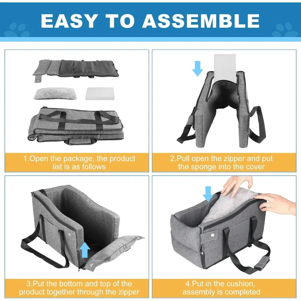 Center Console Dog Car Seat for Small Dogs Up to 12 lbs- Detachable Armrest -Pet Car Seat,