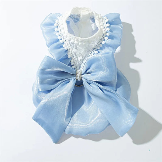 Adorable Small Dog Tutu Dress with Bowknot- Lace Princess Clothes Outfit- Apparel Female -Cute Pet Dress- Medium