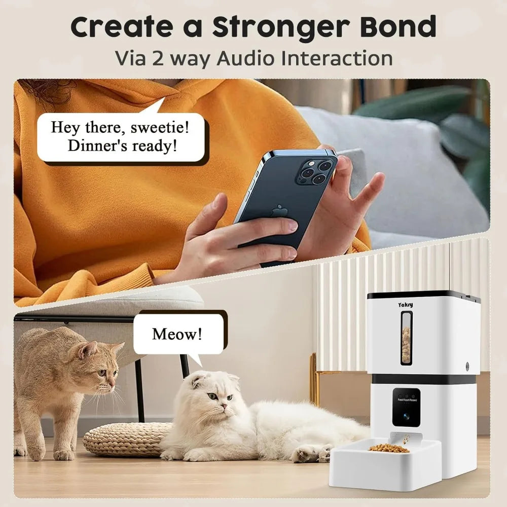 Automatic Dog Feeder with Camera WiFi- 5G App Control -Easy Setup Dog Food Dispenser - HD 1080P Video Recording Timed Pet Feeder