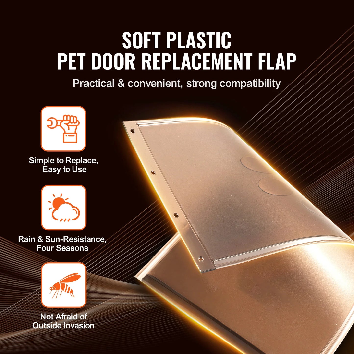 SucceBuy Pet Door Replacement Flap -Compatible with Flap Pet Doors Magnetic Strip Weather-proof Thickened PVC Replacement Flap