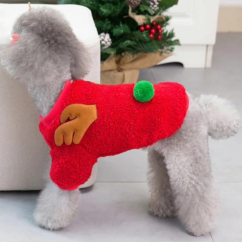 Christmas Pet Clothes- Warm Fleece Dog Sweaters -Winter Coats for Small Dogs Puppy