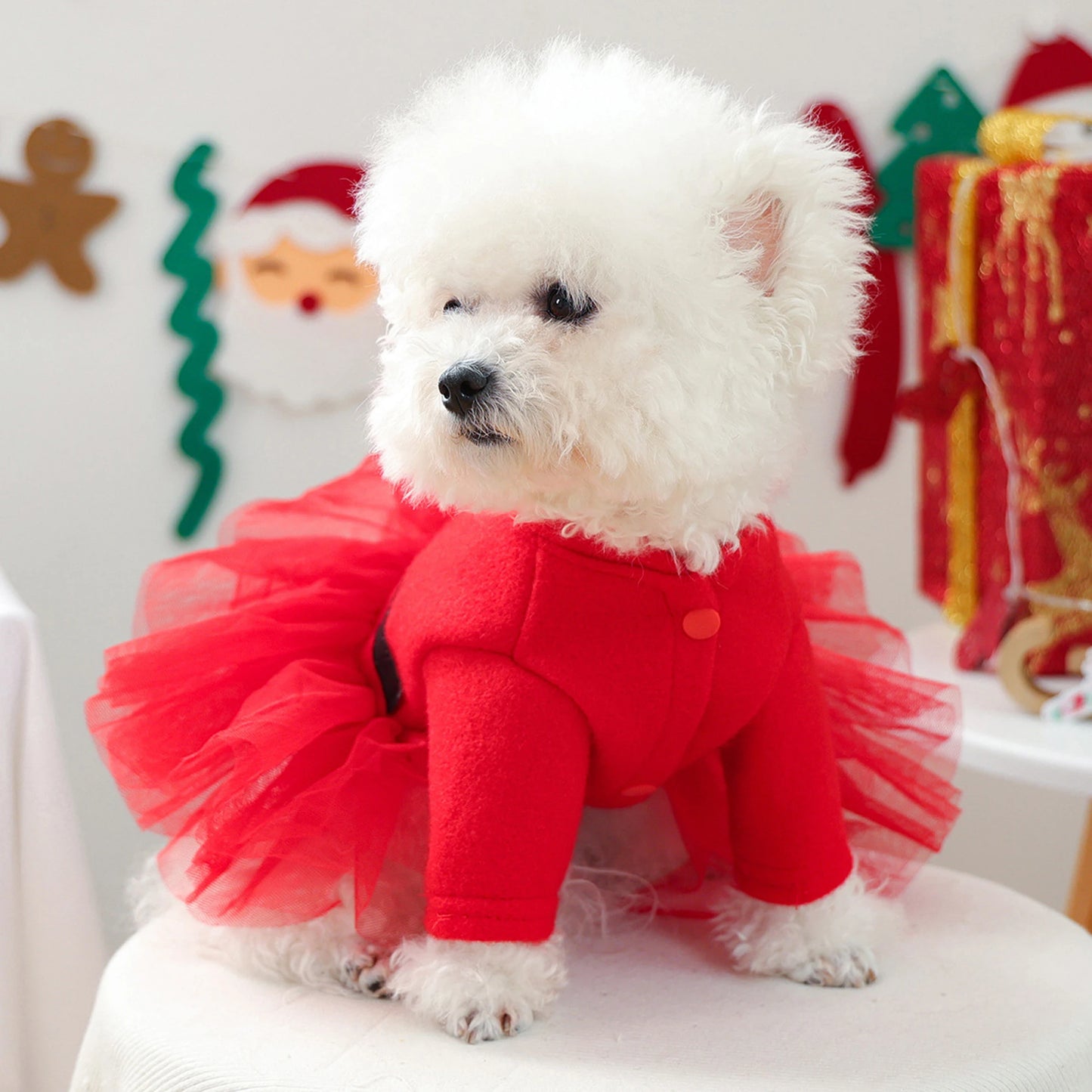 Dog Christmas Dress- Snap Button -Santa Claus Dress -for Small Dogs
