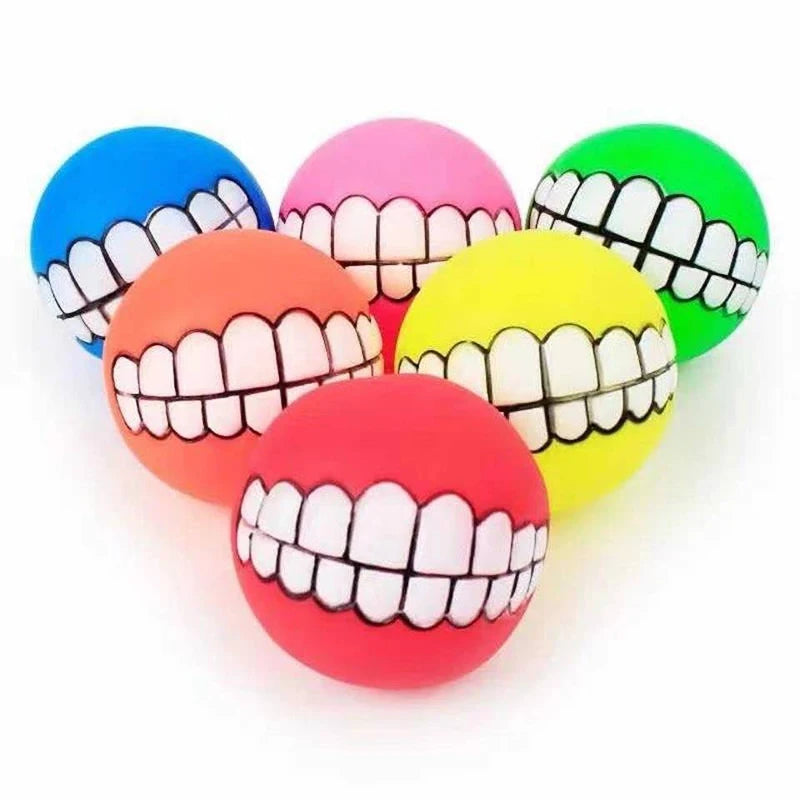 1pc Rubber Dog Toys- Squeaky -Cleans Teeth- Dog Chew Toy- Small Puppy Toys Ball- Bite Resistant-Diameter 7cm-Dog Toys