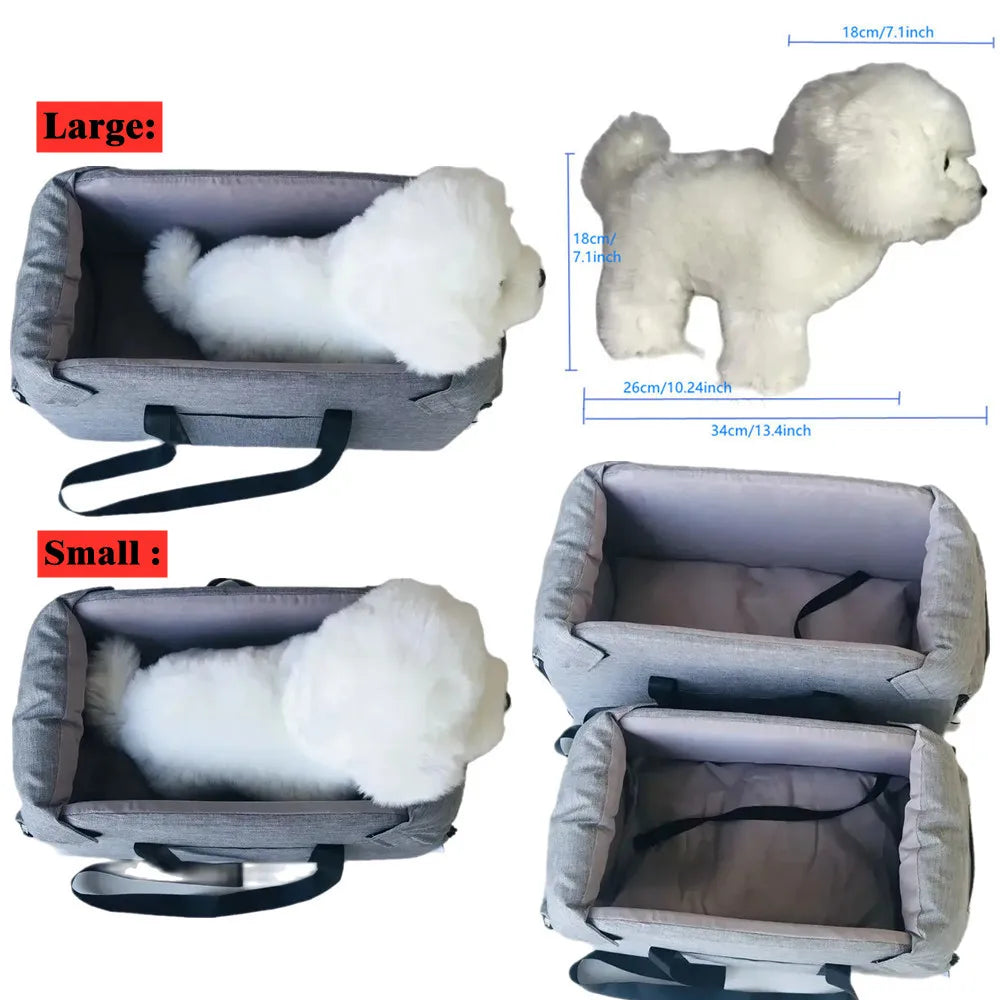 Dog Gray Car Seat-Central Car Seat-Portable Carrier for Small Dogs-Pet Car Seat