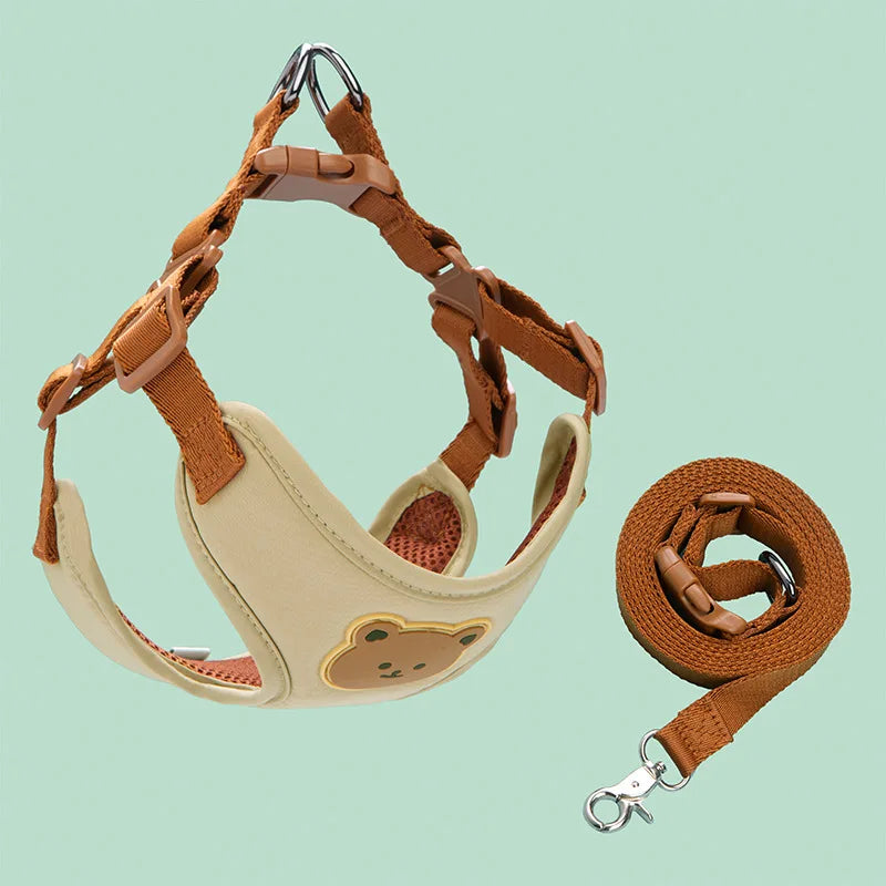 Pet Dog Harness/ Leash Set- Small/ Medium Dogs- Vest- Breathable -Chest Strap-sizes XS-XL-Collars/Leashes