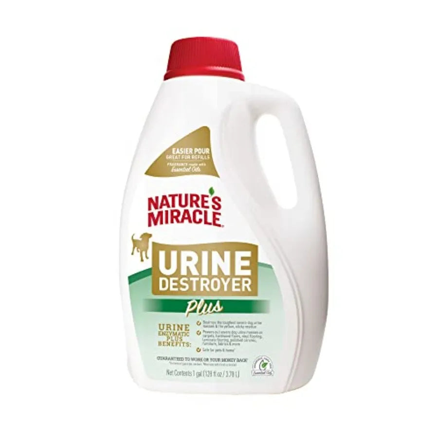 Urine Destroyer Plus for Dogs- Enzymatic Formula Tough on Strong Stains and the Yellow Sticky Residue- 1 Gal-Pet Grooming