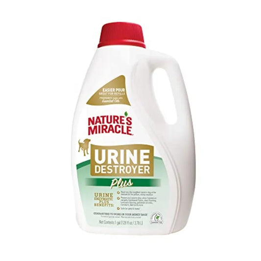 Urine Destroyer Plus for Dogs- Enzymatic Formula Tough on Strong Stains and the Yellow Sticky Residue- 1 Gal-Pet Grooming