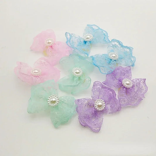 Pretty Pet Rubber Band Head Jewelry- Non-elastic Lace- Rice Lace Bow Rubber Band Head Flower- Pet Supplies Small Dog Accessories