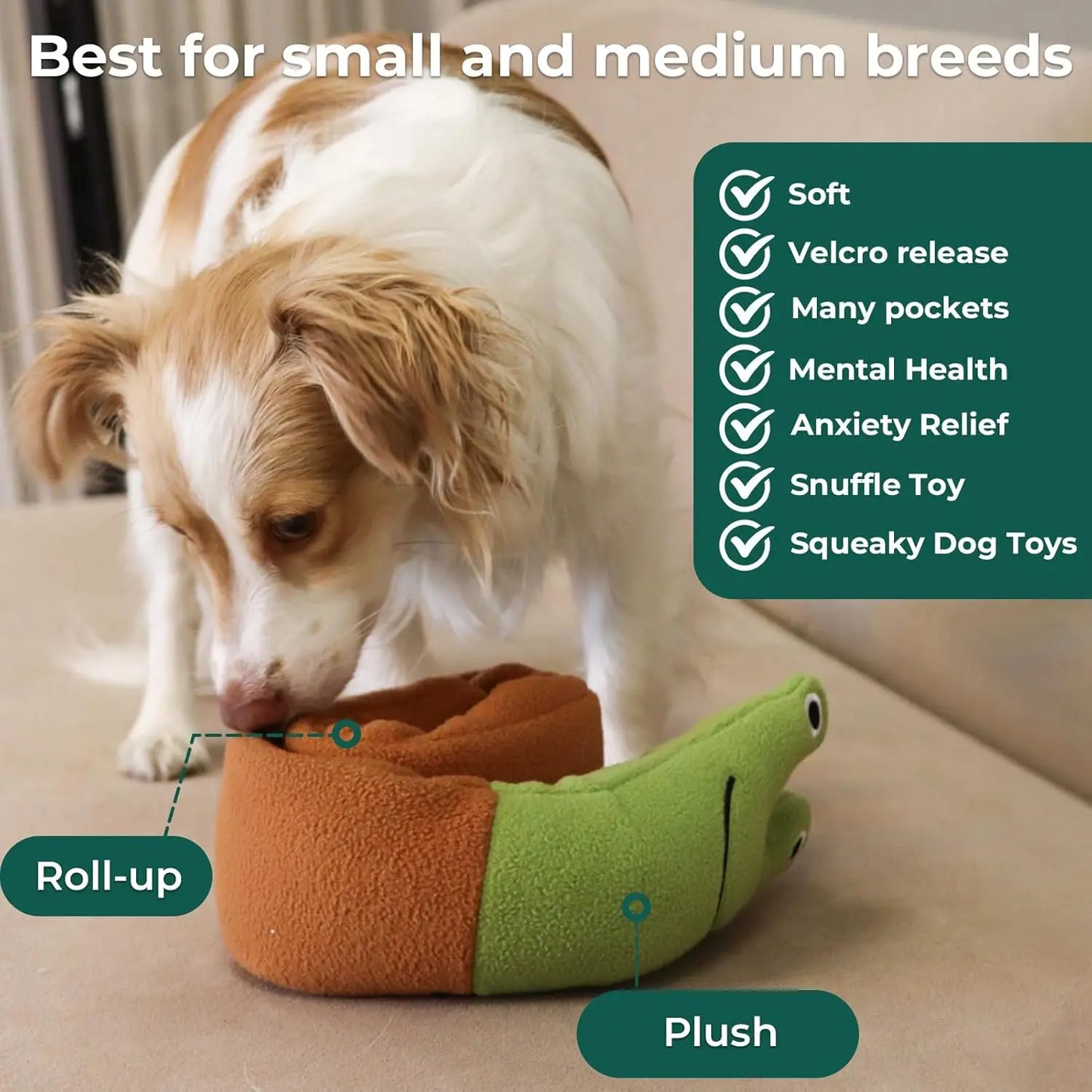 Elephant Puppy Plush Toy- Machine Washable- Dog Enrichment- Made of Recycled Materials- Elephant/Snail-Dog Toys