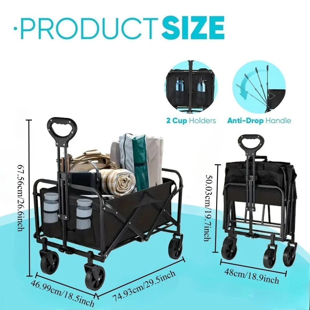 Capacity Heavy-Duty- All-Terrain Folding Cart - Stainless Steel Frame and Foldable -Multi-Purpose Wagon-Pet Accessories
