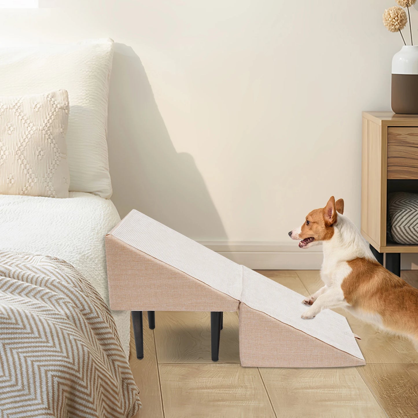 2-in-1 Split Dog Ramp, Lightweight, 80kg/176.37 lbs Load Capacity- Folding Pet Ramps Stairs