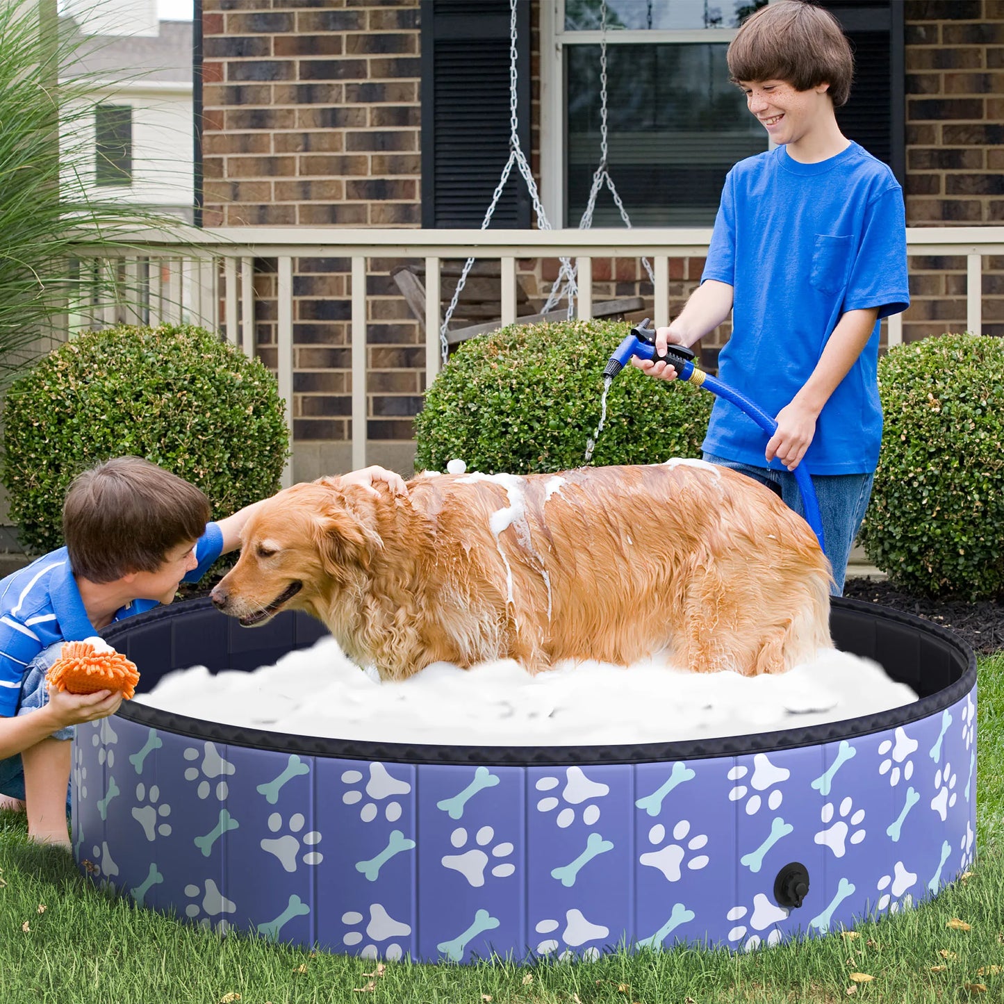 Foldable Pet Swimming Pool- Easy To Store- Portable-Plastic Durable Anti Slip-XS to XL Dogs- Outdoor Pool- Pet Accessories