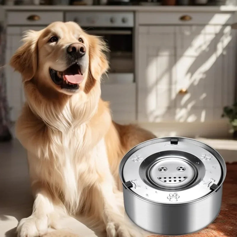 1L 3L Stainless Steel Dog Floating Water Bowl- No Spill- Anti-Splash Dog Water Dispenser- Non-Slip -Pet Bowls/Feeding