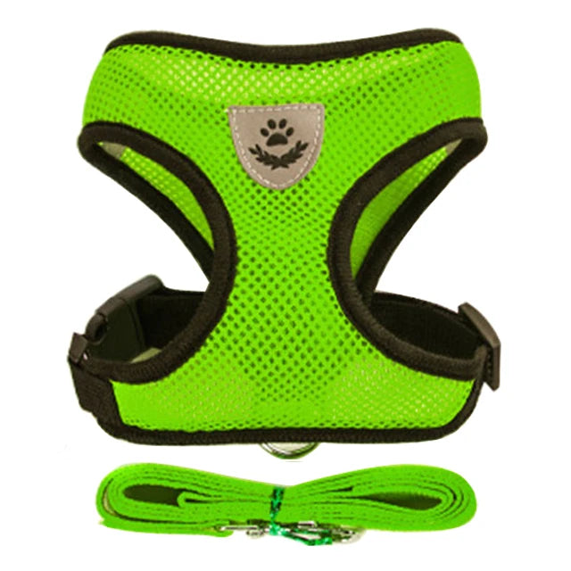 Dog Harness Walking Lead Leash-Polyester- Adjustable Mesh-sizes S to XL-Collars/Leashes
