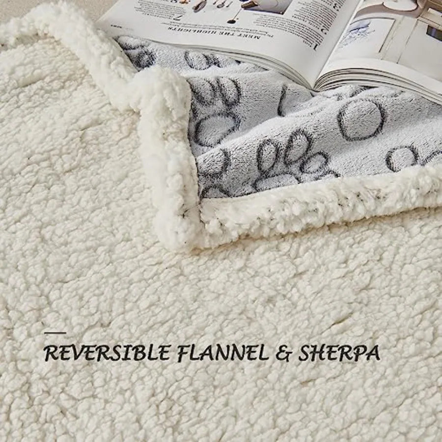 Waterproof Washable Sherpa Fleece Reversible Dog Blanket for Small Dogs- Soft -Plush Blanket-Beds & Blankets