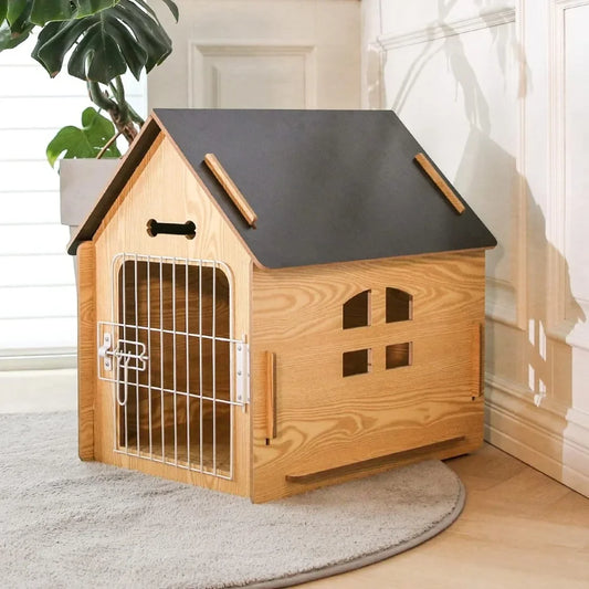 Doghouse Comfortable Wooden Design Dog House Crate for Dogs- Small Indoor Bed - Vented- Raised Floor