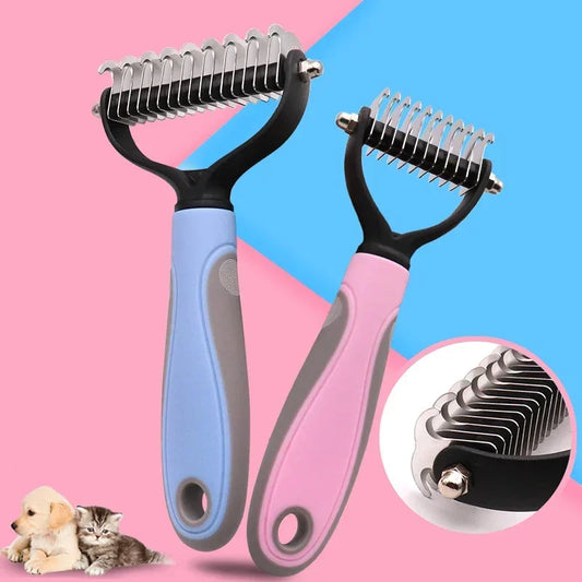 Pets Fur Knot Cutter Dog Grooming -Shedding Tools- Pet Hair Removal Comb Brush Double sided