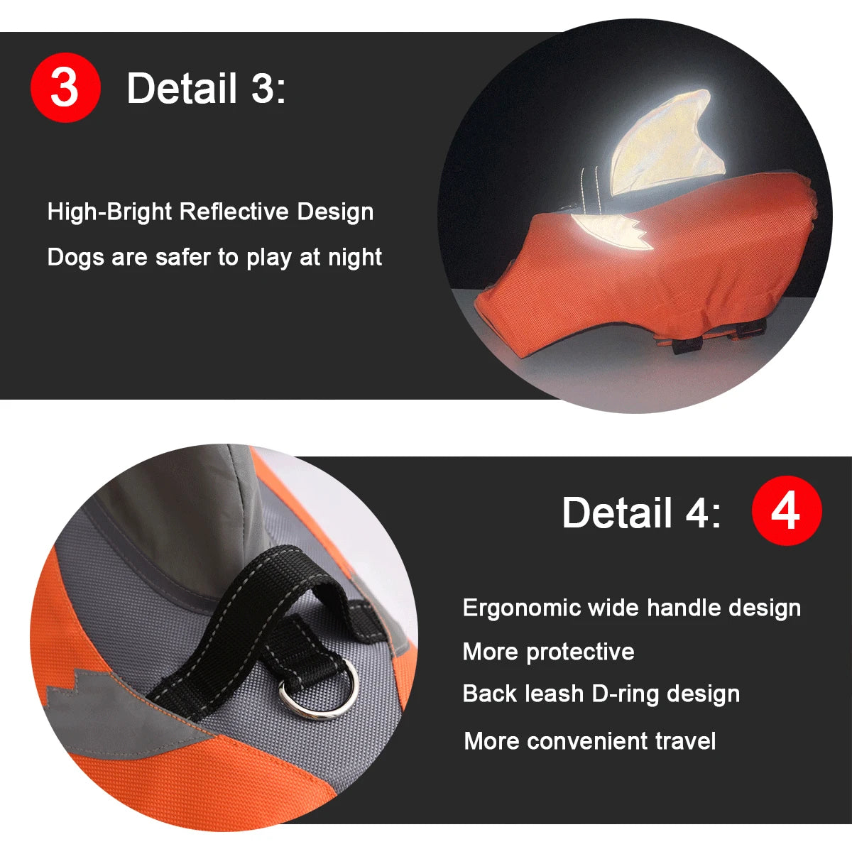 Dog Life Jacket- High Buoyancy -Dog Safety Vest with Rescue Handle-Sizes XS to XXL-Reflective- Swim Vest-Training