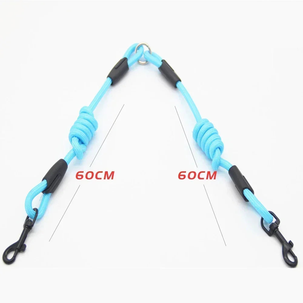 Double Leash Pet - 2 Ways Pet Nylon Dogs Lead -Double Twin Coupler Stuff Black